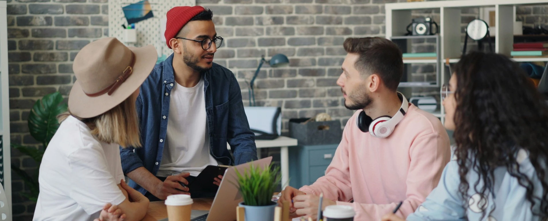 Qbits team collaborating at work